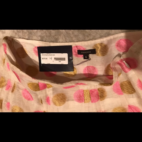 Tocca Paloma Pink and Polkadot Gold skirt - Picture 5 of 7